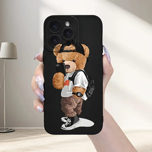 Trendy Cute Bear Pattern Advanced Full Camera Protection Shockproof and Anti-fall Mobile Phone Case Suitable for IPhone